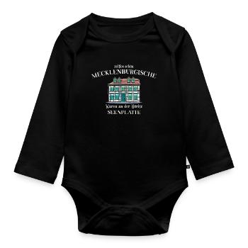 Mecklenburg Lake District, Waren an der Müritz - Organic Longsleeve Baby Bodysuit - black - Front