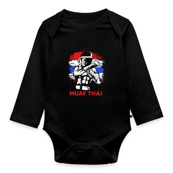 Boxe Muay Thai - Body Bébé bio manches longues - noir - Devant