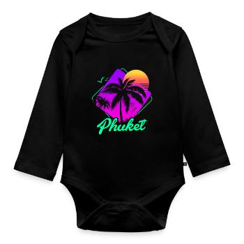 Thailand Thai Sprache Phuket - Baby Bio-Langarm-Body - Schwarz - Vorne