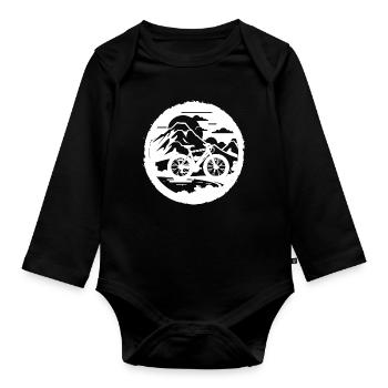 Mountain Bike Graphics - Organic Longsleeve Baby Bodysuit - black - Front