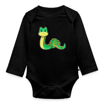 Lustige Schlange  - Baby Bio-Langarm-Body - Schwarz - Vorne