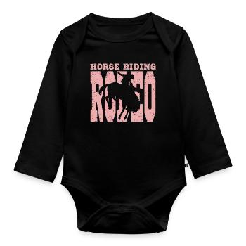 Interesting rodeo motif - Organic Longsleeve Baby Bodysuit - black - Front