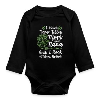 Muttertag für Mama und Oma - Baby Bio-Langarm-Body - Schwarz - Vorne