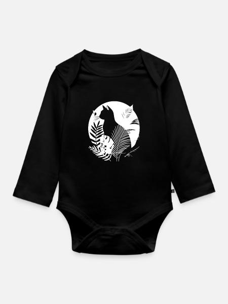 Katzen Illustration - Baby Bio-Langarm-Body - Schwarz