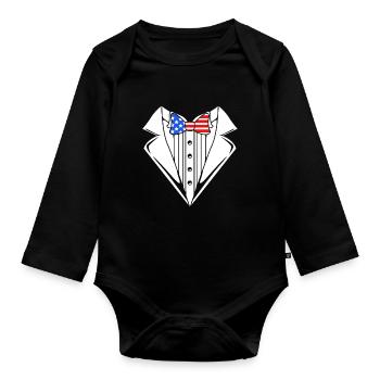 4 juillet Couleurs nationales Fête nationale des États-Unis - Body Bébé bio manches longues - noir - Devant