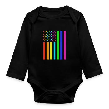 4 juillet Couleurs nationales Fête nationale des États-Unis - Body Bébé bio manches longues - noir - Devant