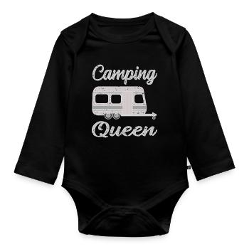 Camping im Wohnwagen - Baby Bio-Langarm-Body - Schwarz - Vorne