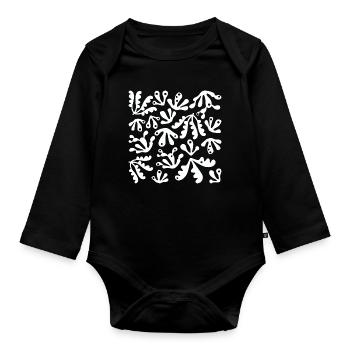 Abstrait Corail L Blanc - Body Bébé bio manches longues - noir - Devant