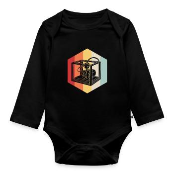 3D Printing - Organic Longsleeve Baby Bodysuit - black - Front