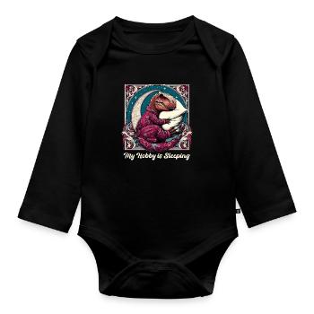 T-Rex Sleeping Hobby Cadeau - Body Bébé bio manches longues - noir - Devant