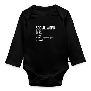 Social Work - Organic Longsleeve Baby Bodysuit - black - Front