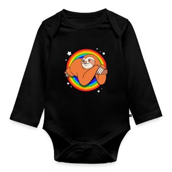 sloth laziness lazy morning grouch LGBT - Organic Longsleeve Baby Bodysuit - black - Front