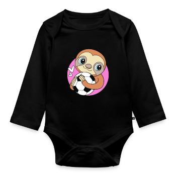 Sloth - Organic Longsleeve Baby Bodysuit - black - Front