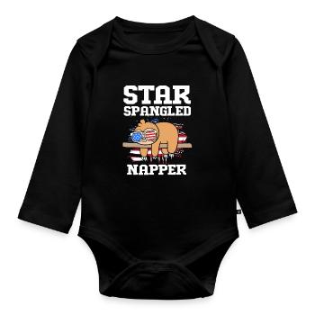 Faultier Faulheit Faulenzer Morgenmuffel - Baby Bio-Langarm-Body - Schwarz - Vorne