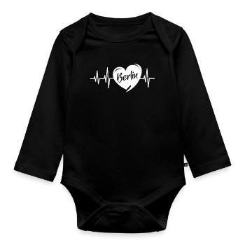 Heartbeat Berlin Love Heart Capitale Logo icône - Body Bébé bio manches longues - noir - Devant