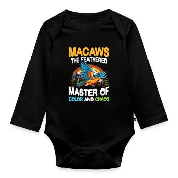 Macaws The Feathered Masters - Baby Bio-Langarm-Body - Schwarz - Vorne
