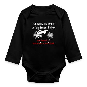 Sticking for climate protection Climate holidays - Organic Longsleeve Baby Bodysuit - black - Front