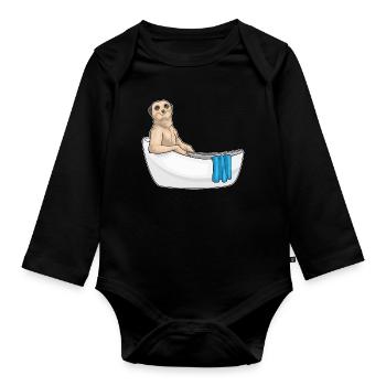 Erdmännchen Baden Badewanne - Baby Bio-Langarm-Body - Schwarz - Vorne