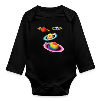 Balls Planets - Organic Longsleeve Baby Bodysuit - black - Front