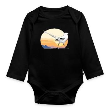 Vogel im Sonnenaufgang - Baby Bio-Langarm-Body - Schwarz - Vorne