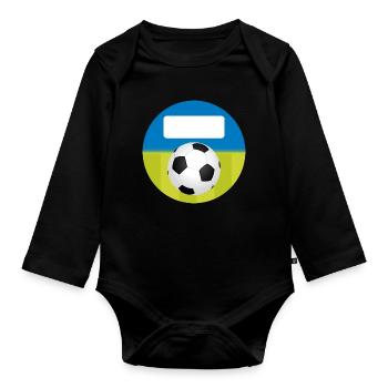 School Stickers Round - Football Blue Green - Organic Longsleeve Baby Bodysuit - black - Front