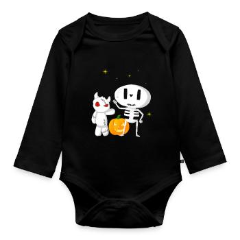 Halloween Society Ghost and Monster - Organic Longsleeve Baby Bodysuit - black - Front