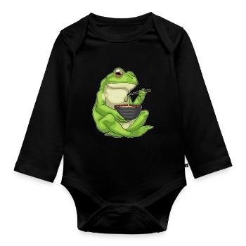 Frog Cook Ramen Cooking - Organic Longsleeve Baby Bodysuit - black - Front