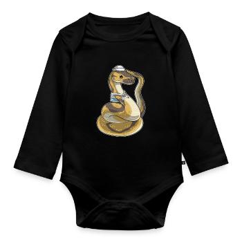 Schlange Seemann Seemannsmütze - Baby Bio-Langarm-Body - Schwarz - Vorne