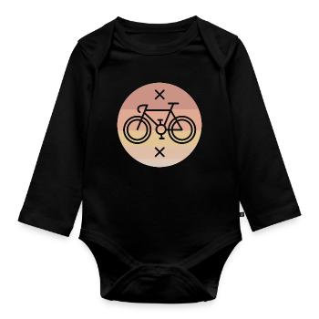 retro road bike gravel vintage lines single speed - Organic Longsleeve Baby Bodysuit - black - Front