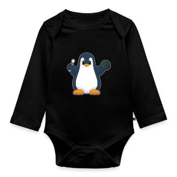 Pinguin Bowling Bowlingkugel Pin - Baby Bio-Langarm-Body - Schwarz - Vorne
