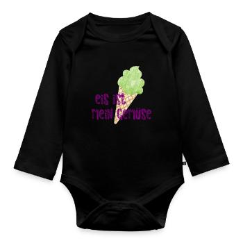 Eis coole lustige Sprüche Gemüse schlecken Eiskrem - Baby Bio-Langarm-Body - Schwarz - Vorne