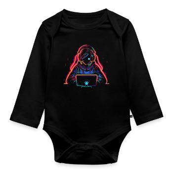 Play Steamwave - Organic Longsleeve Baby Bodysuit - black - Front
