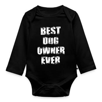 Bester Hundehalter - Baby Bio-Langarm-Body - Schwarz - Vorne