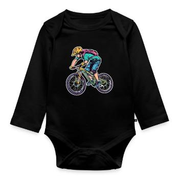 Drôle d’amateur de VTT - Body Bébé bio manches longues - noir - Devant