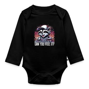 Guard Bear DJ Can You Feel It Music Gift - Organic Longsleeve Baby Bodysuit - black - Front
