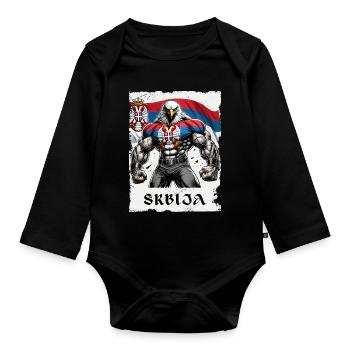 Design de musculation Serbia Eagle - Body Bébé bio manches longues - noir - Devant