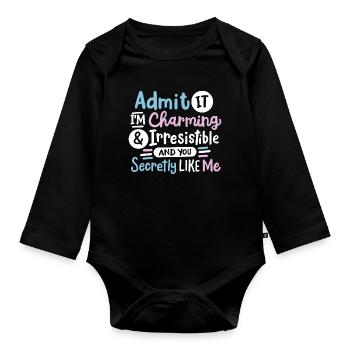 Sarkasmus sarkastischer Spruch - Baby Bio-Langarm-Body - Schwarz - Vorne