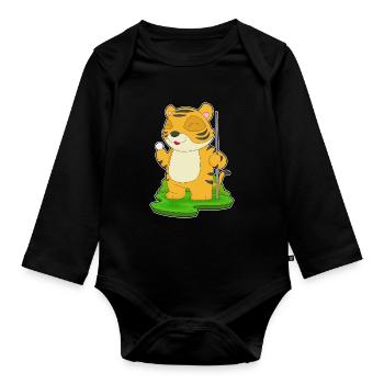Tiger Billiard Queue - Baby Bio-Langarm-Body - Schwarz - Vorne