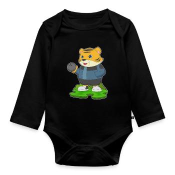 Tiger Bowling Bowlingkugel - Baby Bio-Langarm-Body - Schwarz - Vorne