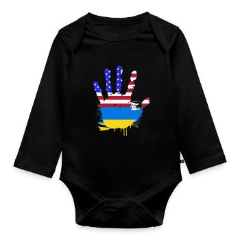 Ukraine - Baby Bio-Langarm-Body - Schwarz - Vorne