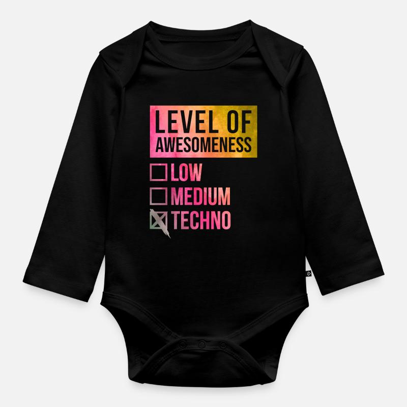 Techno - Baby Bio-Langarm-Body - Schwarz