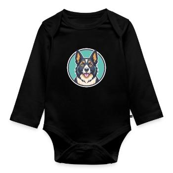 Carpathian Shepherd Dog Breed Funny Cartoon Kawaii - Organic Longsleeve Baby Bodysuit - black - Front