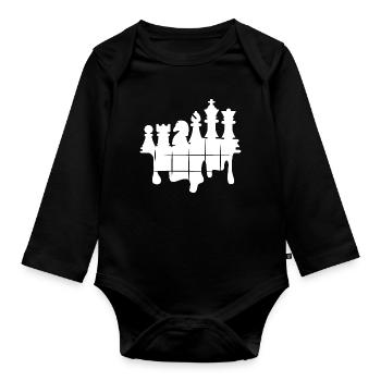 Schach Graffiti Schachspiel Figuren Knight Logo - Baby Bio-Langarm-Body - Schwarz - Vorne