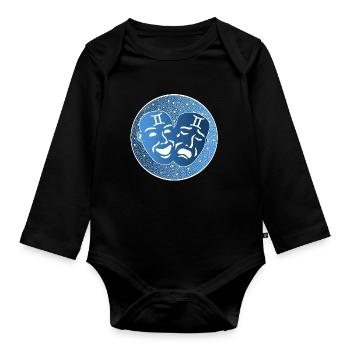 Gemini star sign - Organic Longsleeve Baby Bodysuit - black - Front