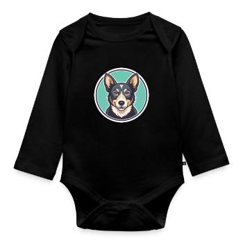 Danois Suédois Chien Race Chien Dessin Animé Kawaii - Body Bébé bio manches longues - noir - Devant
