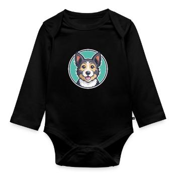 Möwe Terrier Hund Rasse Cartoon Kawaii Clipart Haustier - Baby Bio-Langarm-Body - Schwarz - Vorne