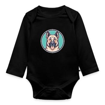 Kangal berger chien race dessin animé Kawaii Clipart - Body Bébé bio manches longues - noir - Devant