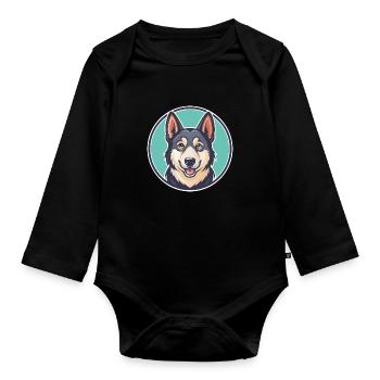 Hygenhund Chien Race Dessin animé Kawaii Clipart Animal - Body Bébé bio manches longues - noir - Devant