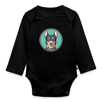 Jamthund Dog Breed Colorful Cartoon Kawaii Clipart - Organic Longsleeve Baby Bodysuit - black - Front