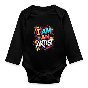 I AM AN ARTIST - Organic Longsleeve Baby Bodysuit - black - Front